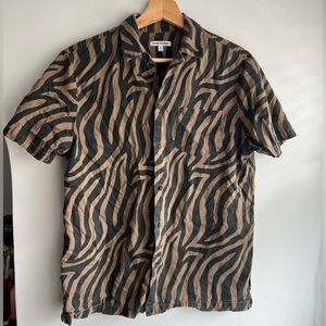 Banks Journal Black and Brown Button-down Short Sleeve Shirt